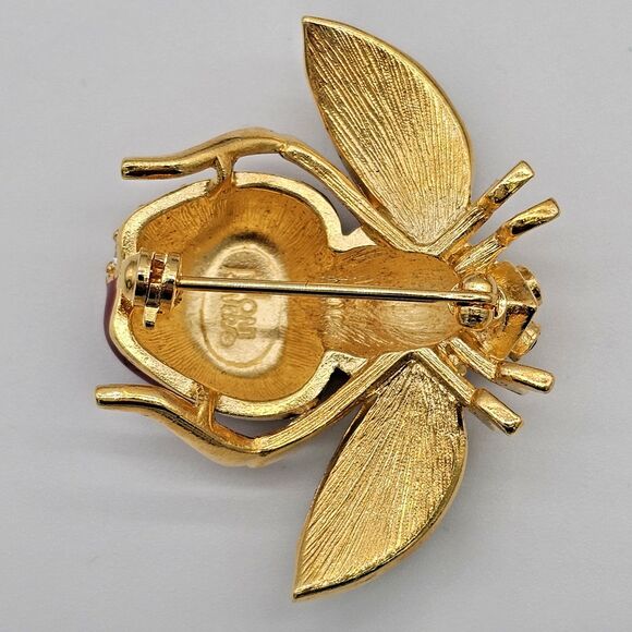 Joan Rivers Apple Bee Brooch Vtg Classics Collection Rhinestone Enamel Pin - Picture 8 of 10